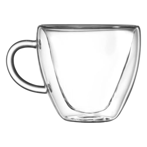 EASICOZI Heart Shaped Double Walled Insulated Glass Coffee Mugs or Aesthetic Tea Cups, Double Wall Glass 8 oz, Clear - Image 2