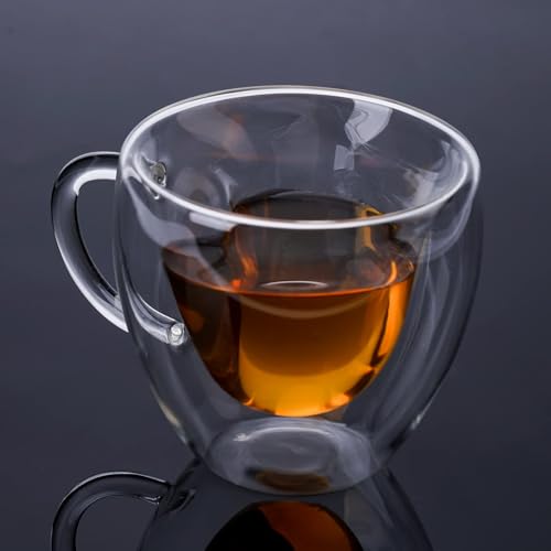 EASICOZI Heart Shaped Double Walled Insulated Glass Coffee Mugs or Aesthetic Tea Cups, Double Wall Glass 8 oz, Clear - Image 3