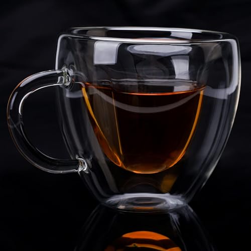 EASICOZI Heart Shaped Double Walled Insulated Glass Coffee Mugs or Aesthetic Tea Cups, Double Wall Glass 8 oz, Clear - Image 4