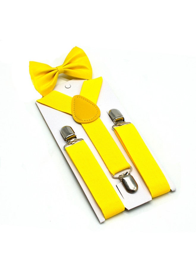 Boys And Girls Universal Solid Color 3 Clip Y-shaped Strap Bow Tie Set Children's Suspender + Bow Tie Baby Two-piece Set