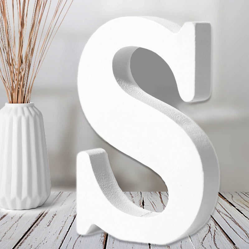 AOCEAN 6 Inch White Wood Letters  Unfinished Wood Letters for Wall Christmas Decor Standing Letters Slices Sign Board Decoration for Xmas Home Party Projects S