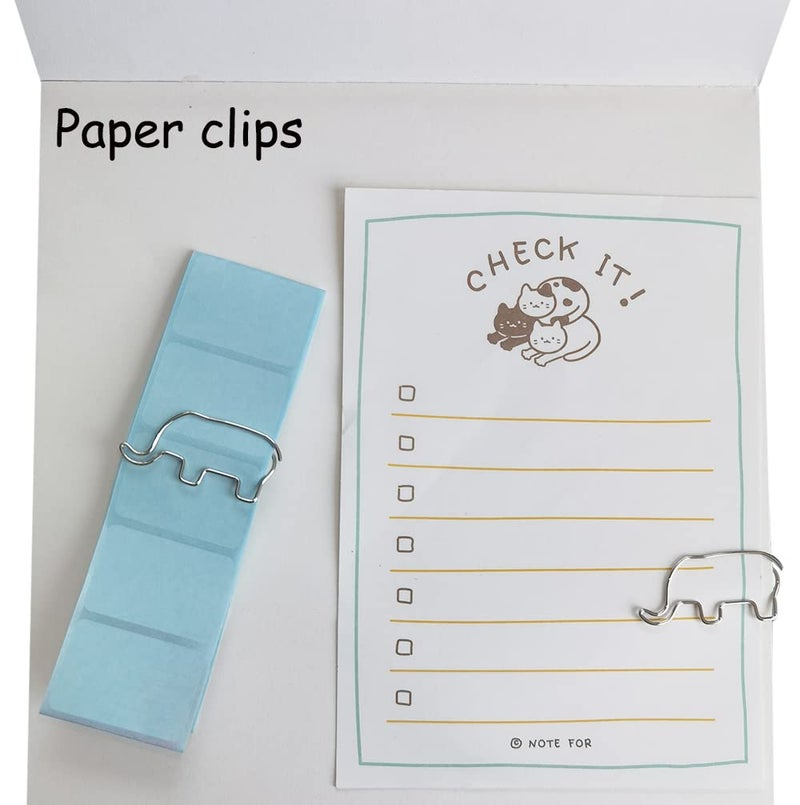 HiQin Cute Elephant Shaped Paper Clips Bookmarks, Funny Elephant Office Supplies Gifts for Women Men Coworkers Teachers, Silver 60 Pcs - Image 5