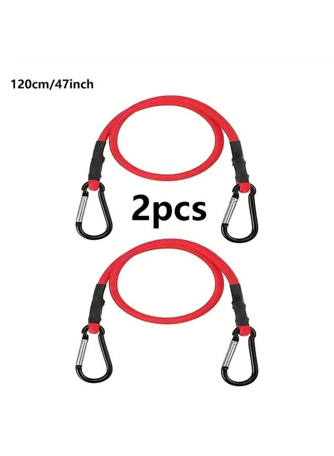 Red Heavy Duty Elastic Ropes with Hooks 120cm for Outdoor Camping Tent Setup - Image 1