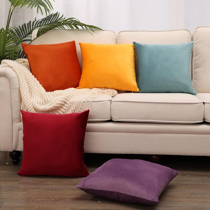 MZPSO Pack of 2, Velvet Super Soft Solid Decorative Square Throw Pillow Covers Set Cushion Case for Sofa Bedroom Car 18 x 18 Inch 45 x 45 cm Aqua Green - Image 5