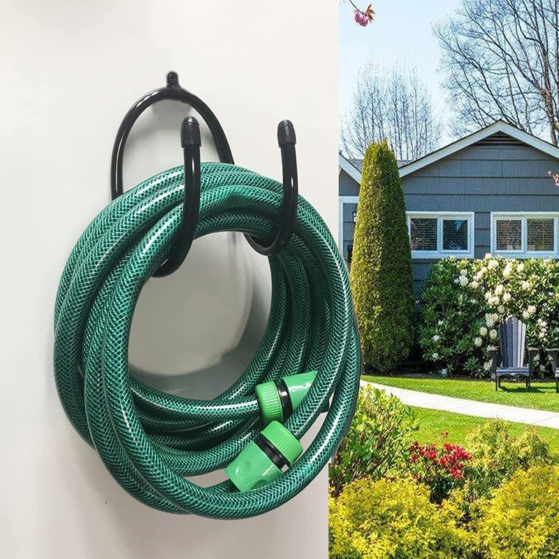 AUXPhome WallMounted Black Hose Bracket Hose Hanger Car Hose Holder Carrier Support for Garden Hose Hanger Hose Holder Easily Holds 150 58 Hose  Perfect for ChainLink Fence and Wall Mounted 