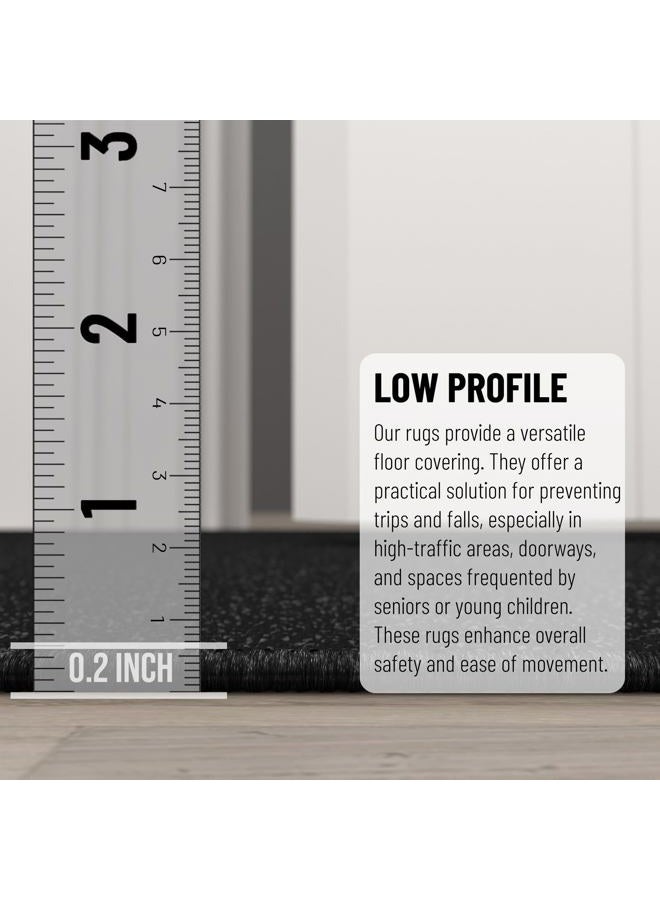 Ottomanson Machine Washable Modern Solid Design Non-Slip Rubberback 2x12 Traditional Runner Rug for Hallway, Kitchen, Bedroom, Living Room, 1'10" x 12', Black - Image 4