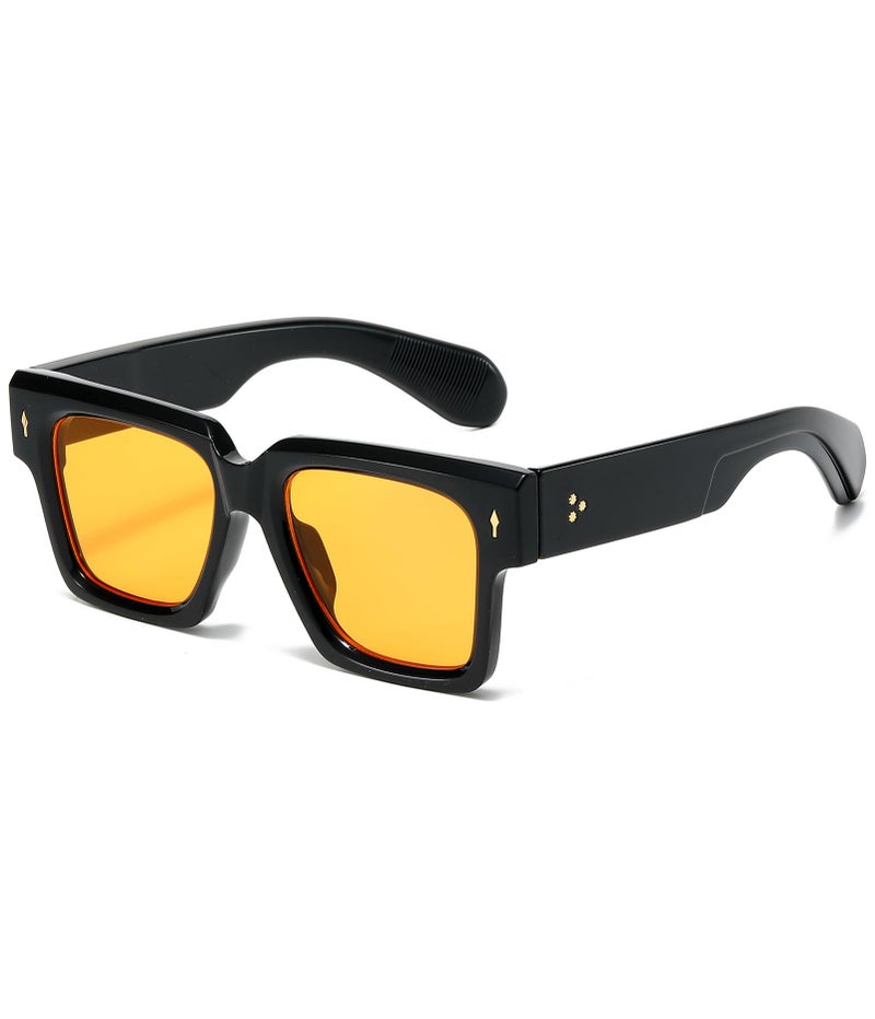 EYLRIM Square Frame Sunglasses for Women Men Trendy Thick Frame Rectangle Sun Glasses Black Shades