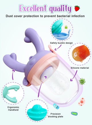 Baby Fresh Fruit Food Feeder Nibbler Pacifier Teether (3 Pack) |Food Dispensing Spoon (1 Pack)| Food Grade Soft Safe BPA-Free Silicone Pouches (3 Extra)|Soft Spoons (2 Pack) - view 2