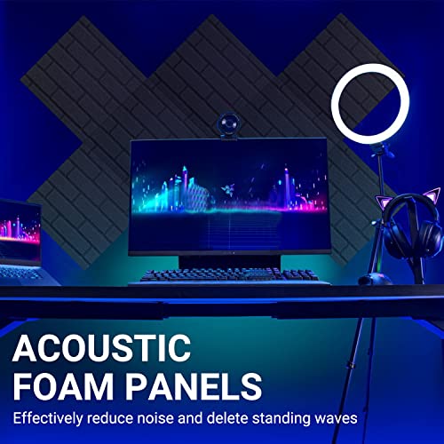 Topnaca Sound Proof Foam Panels, Brick Shaped Soundproof Wall Panels, 12 Pack 12"x12"x1" Sound Absorbing & Dampening Foam Panels for Walls, Room, Studio, Podcast, Acoustic Treatment - Image 2