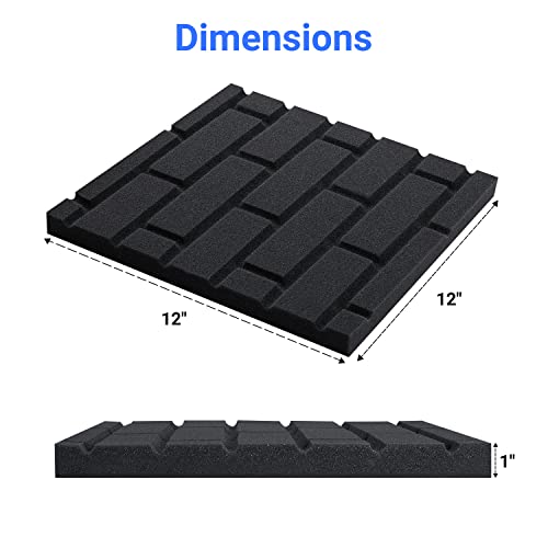 Topnaca Sound Proof Foam Panels, Brick Shaped Soundproof Wall Panels, 12 Pack 12"x12"x1" Sound Absorbing & Dampening Foam Panels for Walls, Room, Studio, Podcast, Acoustic Treatment - Image 5