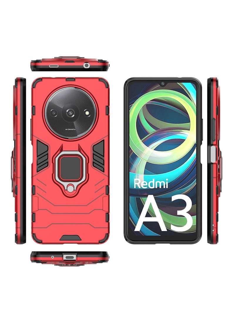 CaseNeo Redmi A3 4G Case Cover with Bracket, Kickstand Shell Back Cover Scratch-Resistant Shock-Absorbing Protector Accessories Kickstand Stand Magnetic Car Ring Holder Protection  - Image 3