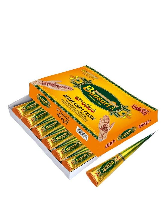 BANSURI Small Natural Mehandi Cone 30 Gm (Pack Of 12 Pieces) - Image 1