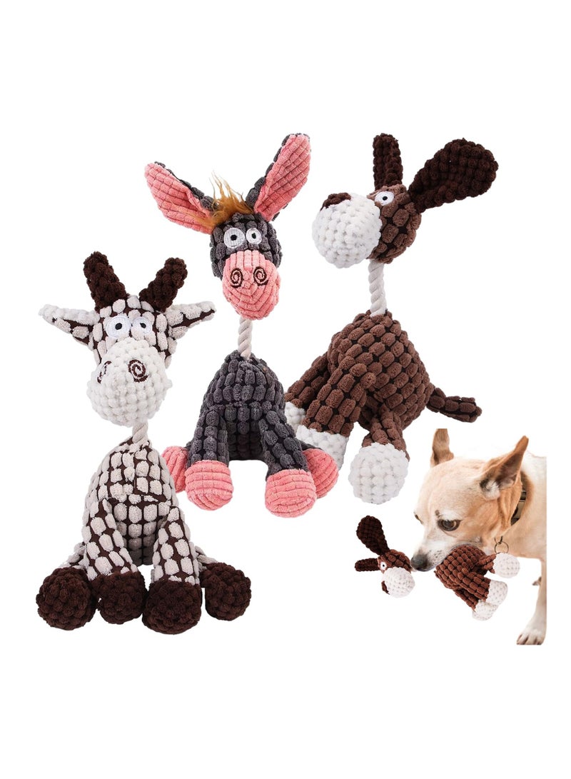 Durable Indestructible Plush Squeaker Toys for Small and Medium Dogs, Set of 3 Chew Toys for Puppies and Dogs - Image 1