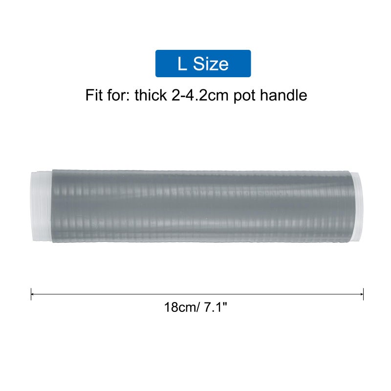 uxcell 2 Pcs Silicone Pan Handle Sleeve, Heat Resistant Potholder Pot Holders Cover Sleeve for Cast Iron Frying Pan Handle Holder Spatulas, Grey (L) - Image 2