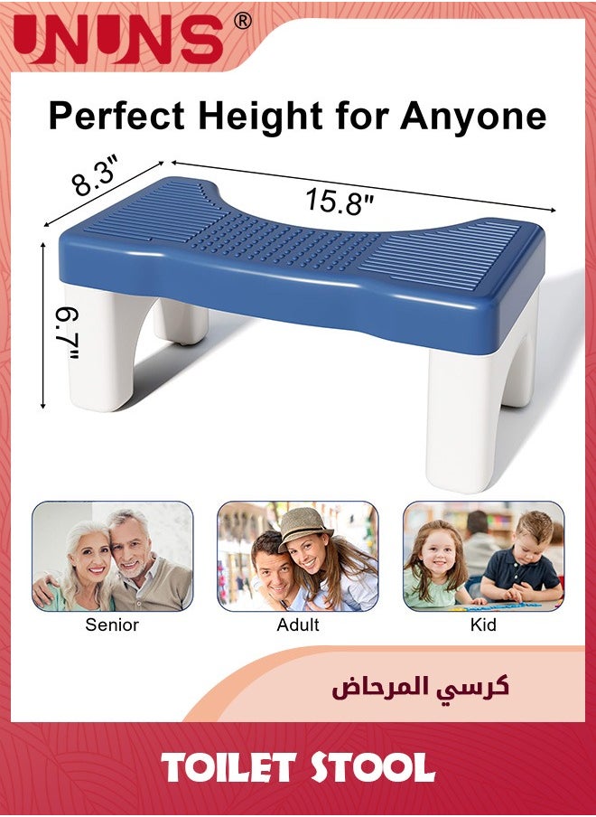 UNUNS Toilet Stool,Stool Adult,Sturdy Plastic Toilet Step Stool For Adults,Portable Toilet Foot Stool For Bathroom,Potty Stool Squat For Kids Seniors,Easy To Wash,Blue  - Image 2