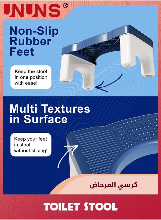 UNUNS Toilet Stool,Stool Adult,Sturdy Plastic Toilet Step Stool For Adults,Portable Toilet Foot Stool For Bathroom,Potty Stool Squat For Kids Seniors,Easy To Wash,Blue  - Image 4