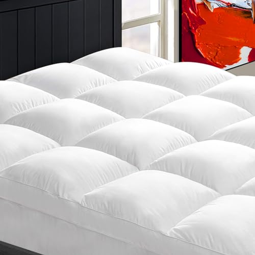 CHOPINMOON Mattress Topper Twin for Back Pain Extra Thick Mattress Pad Cover Plush Pillow Top Deep Elastic Pocket White