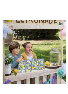 Excefore Capri Lemon Print Party Favor Bags, 24 Pcs Kraft Paper Gift Bags, Blue Tiles Yellow Lemon Goodie Candy Bags Kraft Treat Paper Bags with Stickers, for Birthday, Wedding, Party Supplies  - Image 5