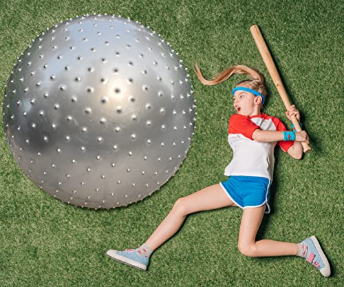 penepico Large Sensory Massage Ball for Kids 335 85CM Bouncy Exercise Balls Big Inflatable Toys with Tactile Spikes Outdoor Giant Yoga Ball Large Beach BallsGrey - Image 5