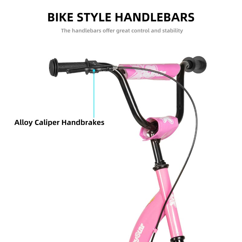 JOYSTAR Kick Scooter for Kids 5+ Teens & Youth, Lightweight Kids Scooter with Adjustable Handlebar, 2 Wheel Scooter for Boys & Girls, 12" Inflatable Wheels Rear Drum Brakes, Pink - Image 5