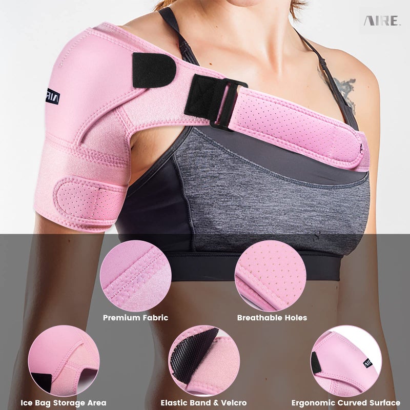 AIRE Shoulder Brace for Women and Men Recovery Shoulder. Adjustable Shoulder Support for Rotator Cuff, AC Joint Pain Relief, Shoulder Injuries. Perfect Fit Shoulder Compression Sleeve (One Size Regular) - Image 3