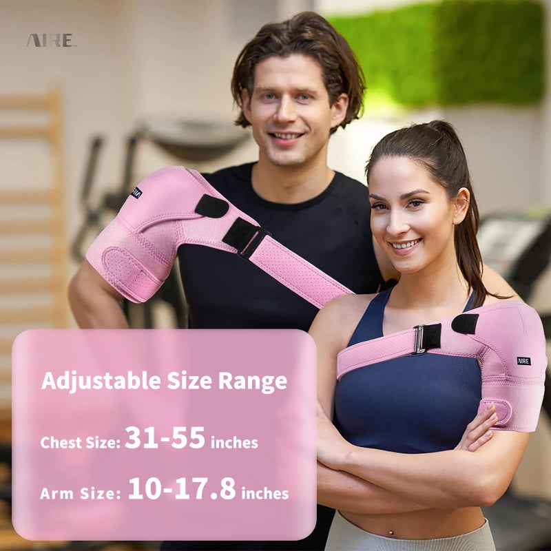 AIRE Shoulder Brace for Women and Men Recovery Shoulder. Adjustable Shoulder Support for Rotator Cuff, AC Joint Pain Relief, Shoulder Injuries. Perfect Fit Shoulder Compression Sleeve (One Size Regular) - Image 5