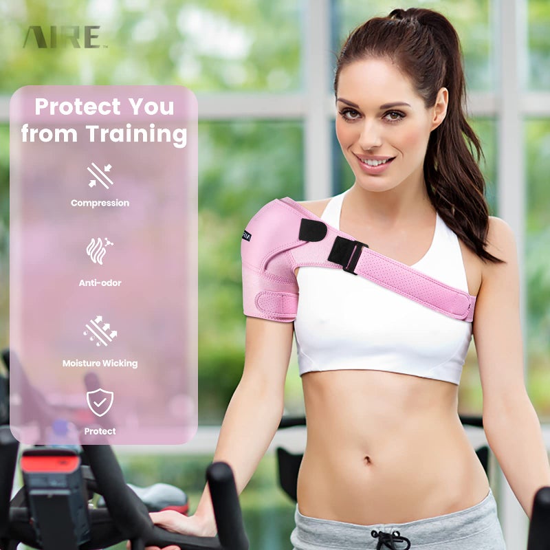 AIRE Shoulder Brace for Women and Men Recovery Shoulder. Adjustable Shoulder Support for Rotator Cuff, AC Joint Pain Relief, Shoulder Injuries. Perfect Fit Shoulder Compression Sleeve (One Size Regular) - Image 4