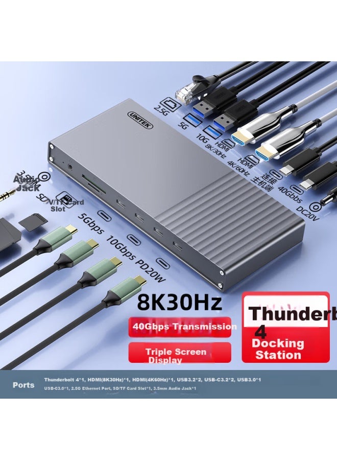 Superior Thunderbolt 4 Expansion Dock Tbt4 Thunderbolt Type-c Expansion 2.5g Gigabit Ethernet Port Pd Fast Charging 40gbps High Speed 8k Triple Display Compatible With Mac Mini M4/pro - Image 5