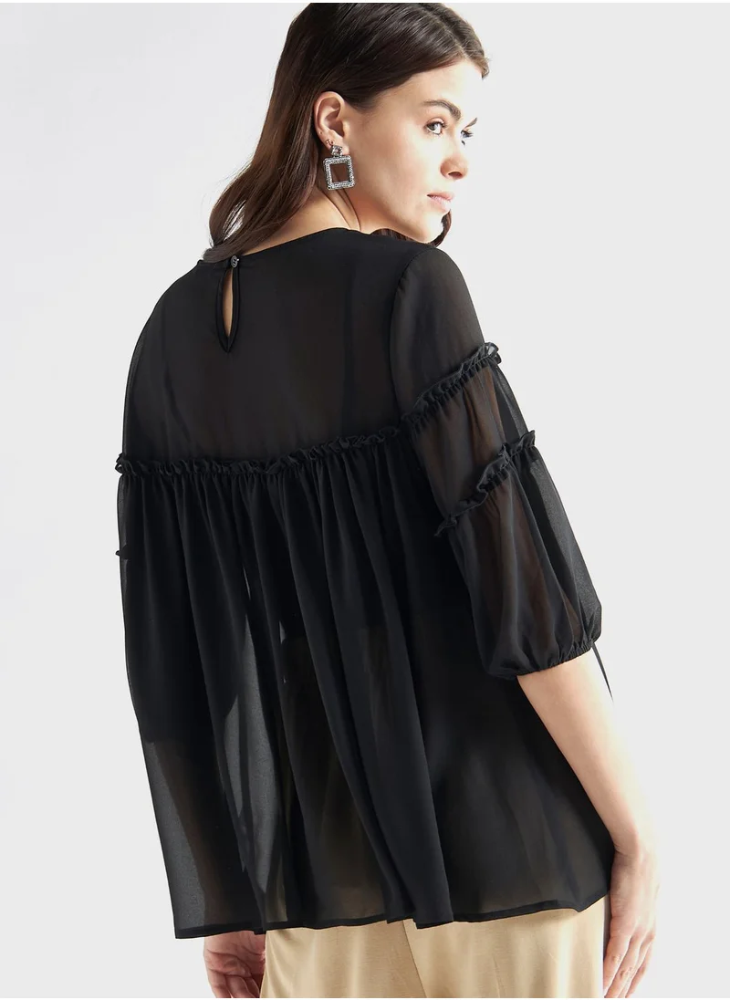 FAV Ruffle Tiered Mesh Top