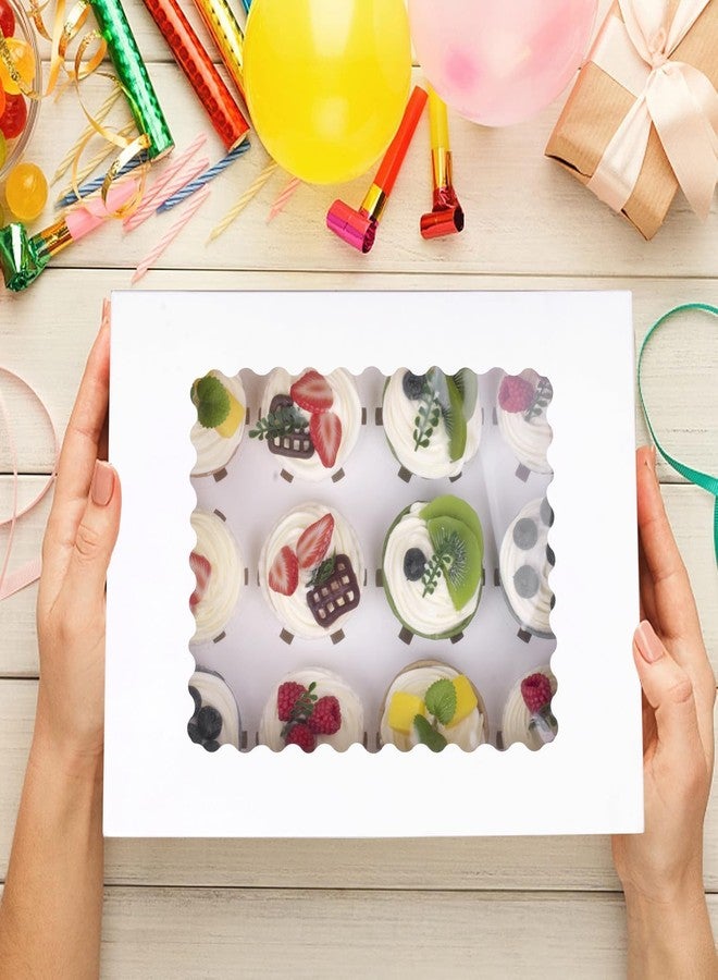 longteam Pre-folded 12 count Cupcake Boxes, 6-Set Cupcake Container with Window Transport Holders Holding 72 pastry Box for Birthday, Holiday, Party Bakery Supplies 12.8" x 9.8" x 3.54" (White-6 Pack) - Image 2