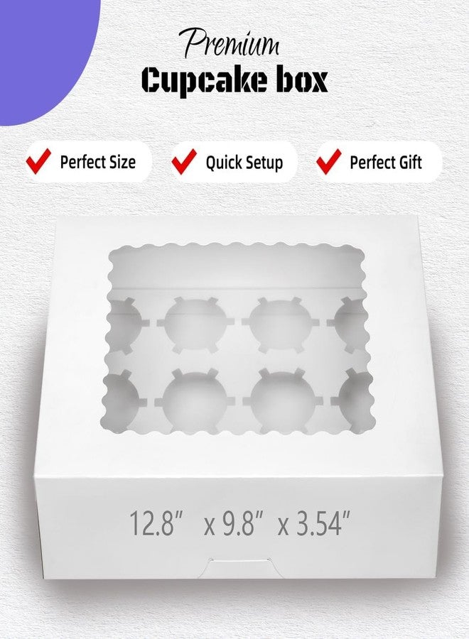 longteam Pre-folded 12 count Cupcake Boxes, 6-Set Cupcake Container with Window Transport Holders Holding 72 pastry Box for Birthday, Holiday, Party Bakery Supplies 12.8" x 9.8" x 3.54" (White-6 Pack) - Image 3