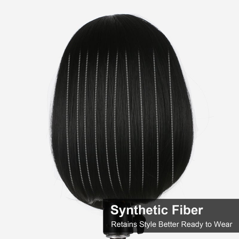 Long Curling Hair Wig: Black High-grade Heat Synthetic Fiber - Breathable Elastic Net Cap Adjustable Straps Daily Hair Wig for Women Cosplay Parties Holidays - Image 4