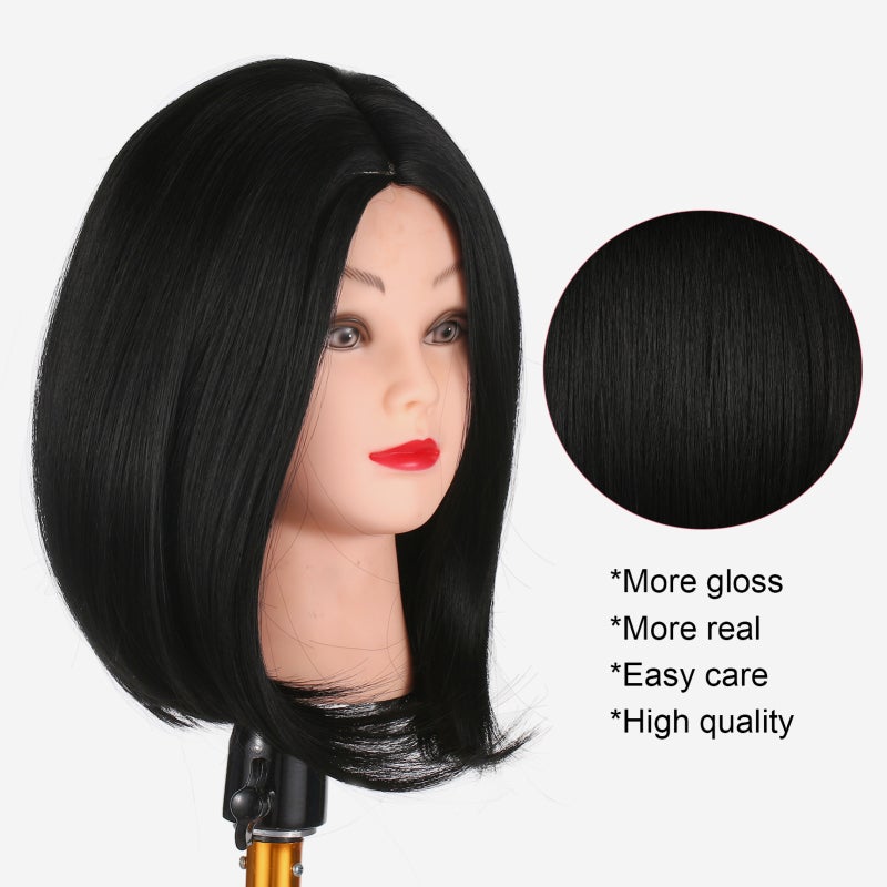 Long Curling Hair Wig: Black High-grade Heat Synthetic Fiber - Breathable Elastic Net Cap Adjustable Straps Daily Hair Wig for Women Cosplay Parties Holidays - Image 3