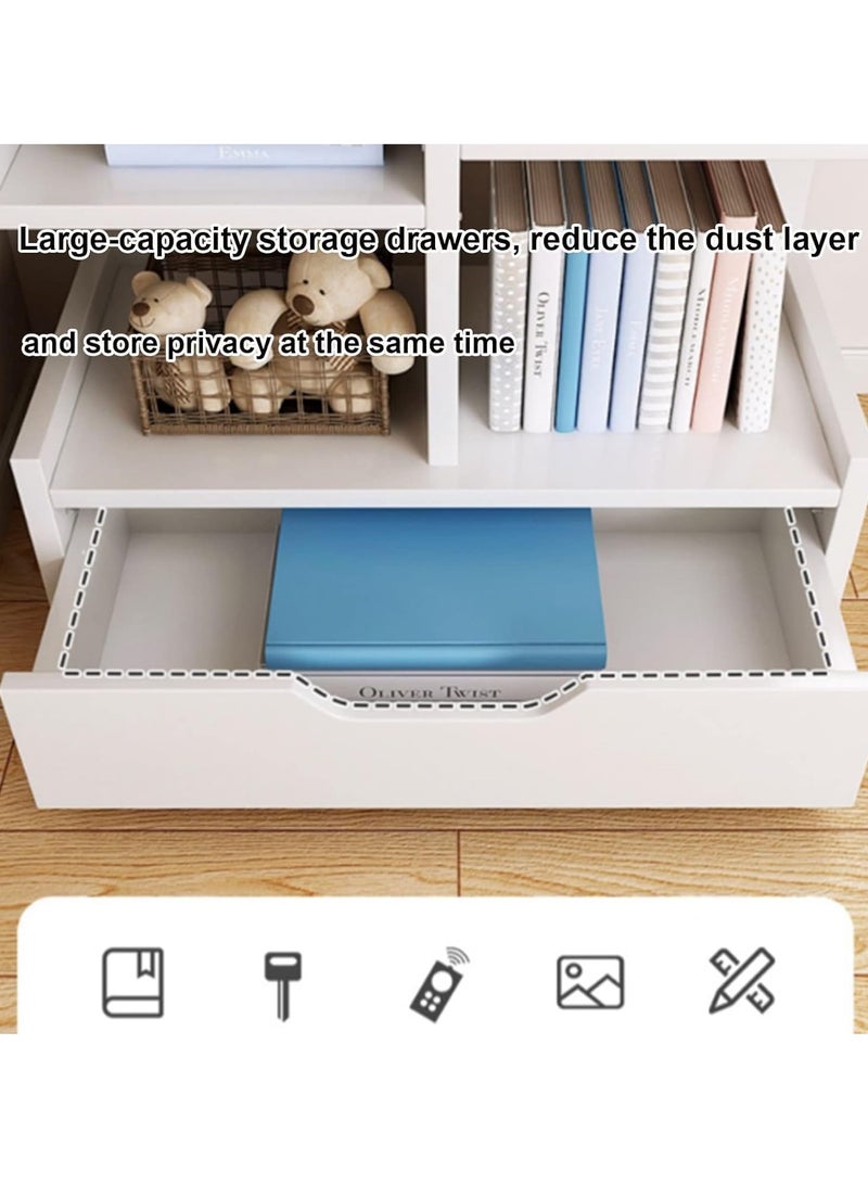 LEDIN Bookcases Floor Standing Tree-Shaped Bookcase Free Standing Open Book Shelves 18 Tier Display Storage Shelves Bookshelves Wood Storage Shelf Organizer Shelves White (White, 50 * 18 * 169cm) - Image 4