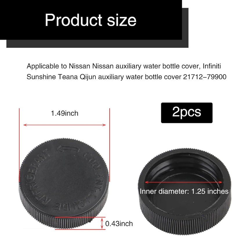 GKmow Pack-2 Car Radiator Cover, Engine Overflow Tank Caps, Automobile Water Tank Lids, Radiator Cap Car Replacement Part, Compatible with Nissan, Infiniti, Sunny, Teana, Qijun 21712-79900 (Black) - Image 2
