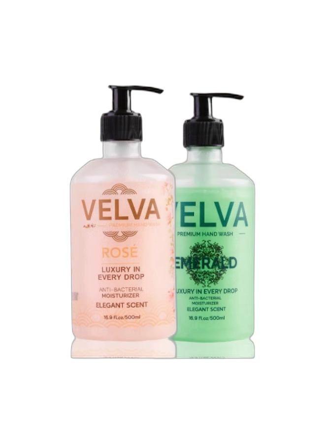 VELVA Premium hand wash rose - 500 ml & Premium hand wash Emerald - 500 mlBundle - Image 1
