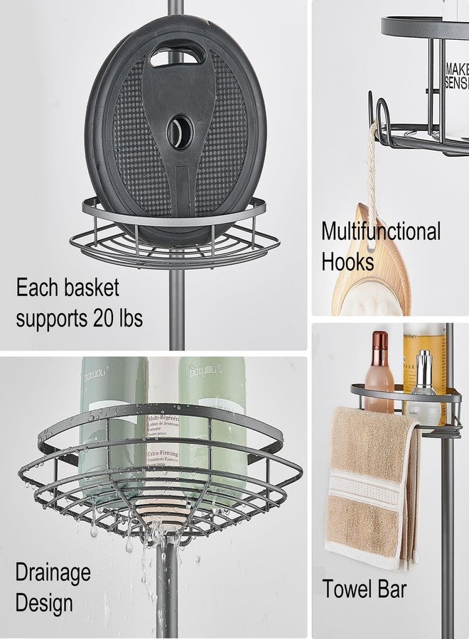 DUFU Corner Shower Caddy Tension Pole, Tension Rod Organizer, 4-Tier Adjustable Floor to Ceiling Shower Caddy 33-127inch, No Drilling Shower Shelf for Inside Shower (Gray) - Image 5