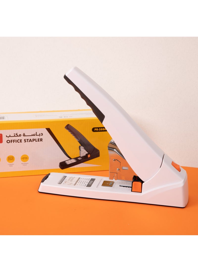 بريما دباسة مكتب قوية بسعة 100 ورقة | هيكل معدني متين وتصميم مريح لمقبض ثابت، دليل ورق قابل للتعديل بعمق 45مم، ملائمة للمكاتب والمدارس والاستخدامات الثقيلة - Image 4