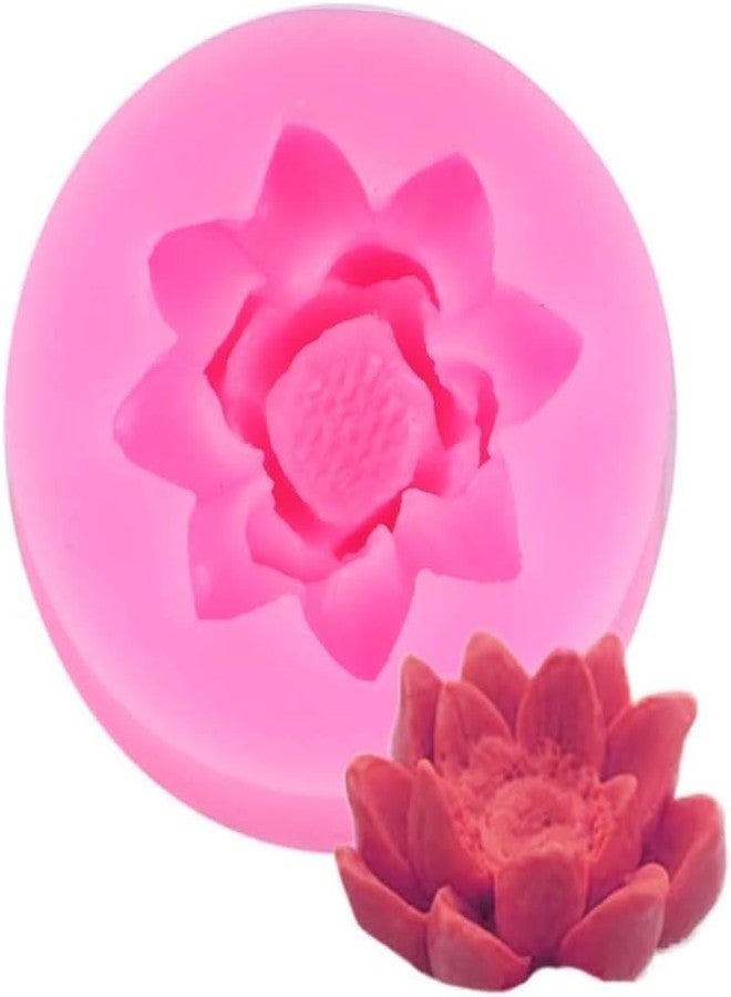 BWESOO Pink Lotus Flower Silicone Molds,Fondant Candy Making Chocolate Molds,for DIY Cupcake Cake Topper Decoration Pastry and Baking Molds Bakeware - Image 1