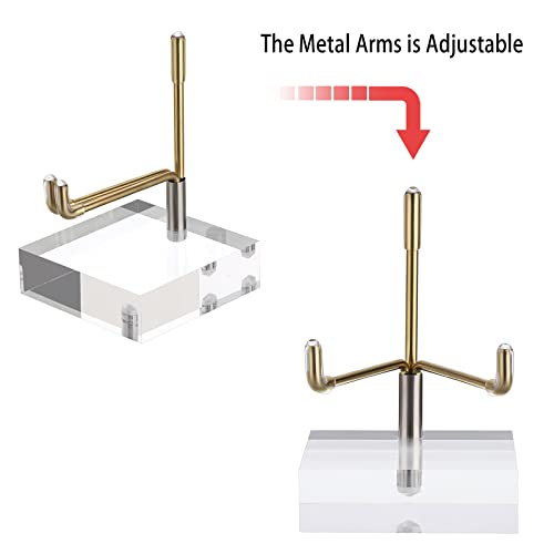 Hipiwe Adjustable Metal Arms Display Stand Easel with Acrylic Base Small Display Easel Holder for Fossil Coral Geodes Rock Mineral Agate Crystals Seashell and Small Collectibles, 2x2x3 inch - Image 4