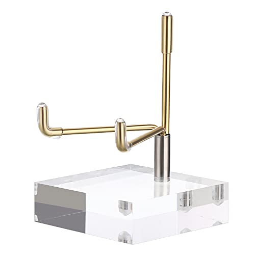Hipiwe Adjustable Metal Arms Display Stand Easel with Acrylic Base Small Display Easel Holder for Fossil Coral Geodes Rock Mineral Agate Crystals Seashell and Small Collectibles, 2x2x3 inch - Image 1