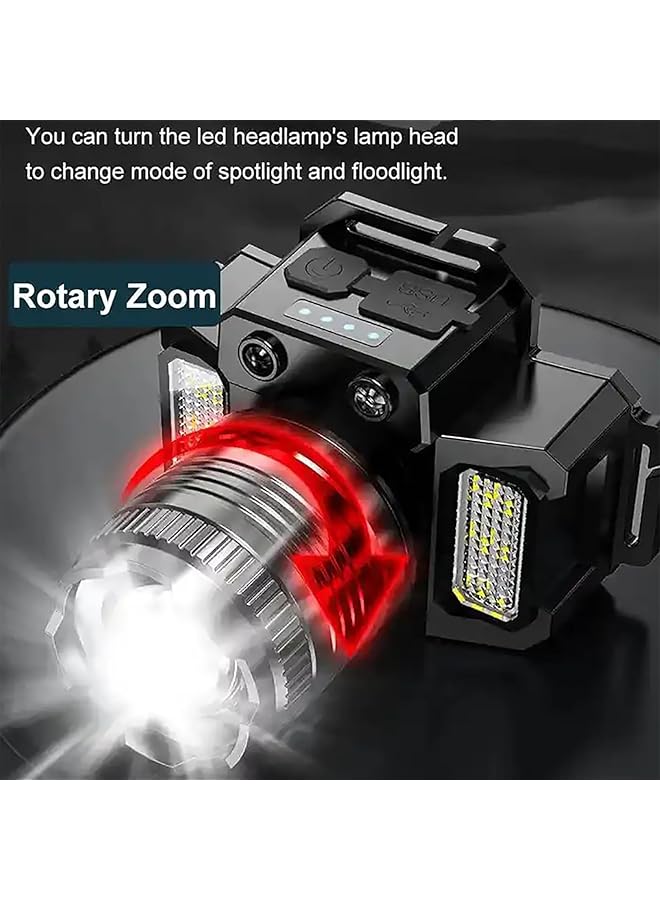 GoodTool Rechargeable LED Headlamp 360° Adjustable Headlamp with Motion Sensor and 5 Light Modes For Hiking Fishing Mountaineering and Camping - Image 3