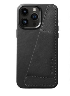 Mujjo Mujjo Leather Wallet Case for iPhone 15 Pro Max - Premium European Leather Case with Card Pocket, Phone & Camera Lens Protection, MagSafe Compatible - iPhone 15 Pro Max Card Wallet Case (Black)  - Image 1