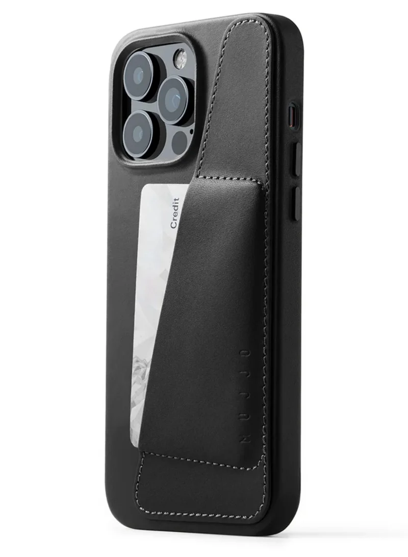 Mujjo Mujjo Leather Wallet Case for iPhone 15 Pro Max - Premium European Leather Case with Card Pocket, Phone & Camera Lens Protection, MagSafe Compatible - iPhone 15 Pro Max Card Wallet Case (Black)