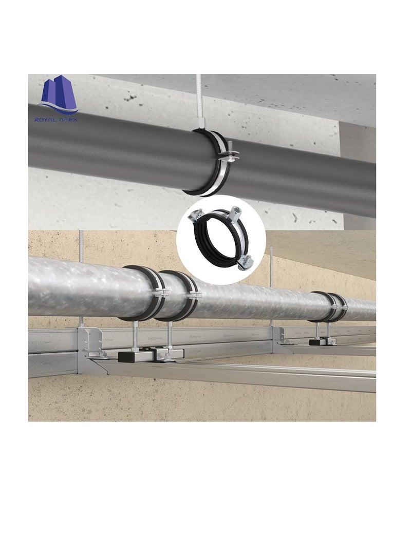 Heavy Duty Adjustable Two-screw Pipe Galvanized Iron (GI) Clamp with Rubber Lined or Unlined for Wall Ceiling Mount Pipe Supports, Split Ring Hanger (1/2 Inch, Pack of 5)  - Image 2