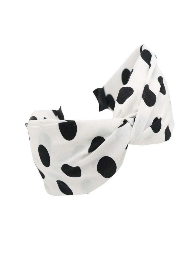NNR Polka Dot Headbands for Women Knotted Headbands for Girls Cute Top Knot Head Bands for Women's Hair Non Slip Fashion Hair Accessories for Women Girls (White, Medium) - Image 1