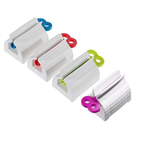 FIROFFY Firoffy Rolling Tube Toothpaste Squeezer Set of 4 Easy Rotate Dispenser Holder for Bathroom Toothpaste Seat Holder Stand for Effortless Dispensing - Image 1