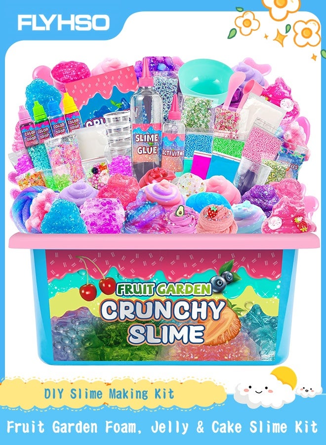 FLYHSO Fruit Garden Slime Kit,Cake Slime Sparkling Slime Making Kit,Foam, Jelly Cube Slime for Party Favors Kids Boys Girls Birthday Carnival Treasure Classroom Prizes - Image 1