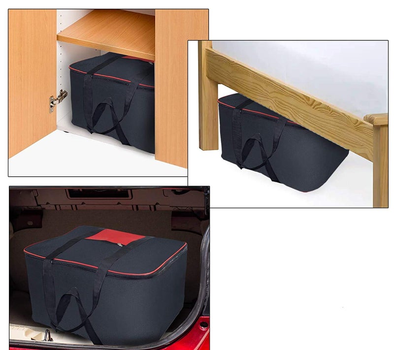 KBS Storage Bag For Clothes Toys Stationery Moisture Proof Nylon Large Size Underbed Wardrobe For Home And Kitchen Rectangular BLACK 2 - Image 2