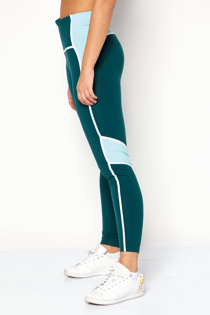 Reebok Women Sportswear Fit Brand Logo Training Tights, Green - Image 4